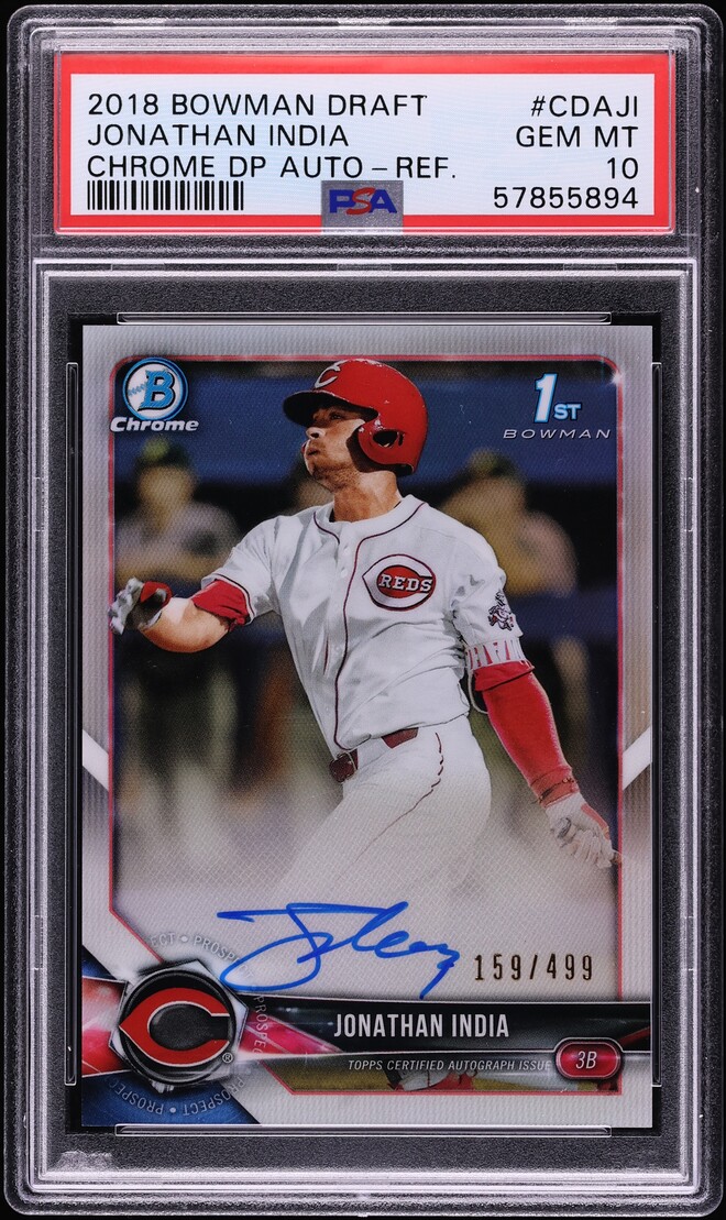 2018 Bowman Chrome Refractor Jonathan India PROSPECT AUTO /499 PSA 10 GEM MINT