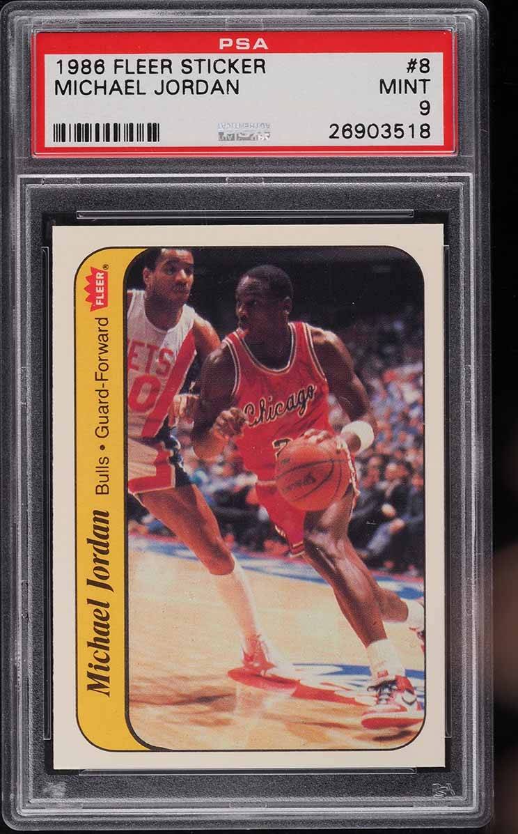 1986 Fleer Sticker Michael Jordan ROOKIE #8 PSA 9 MINT
