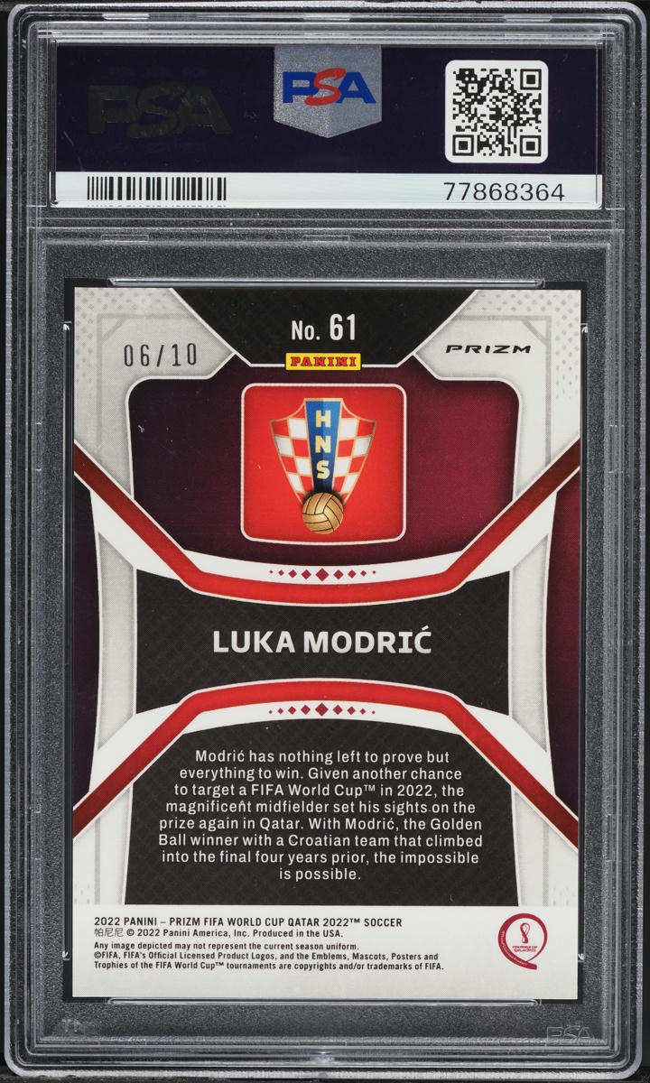 2022 Panini Prizm World Cup Qatar Gold Luka Modric /10 #61 PSA 8 NM-MT