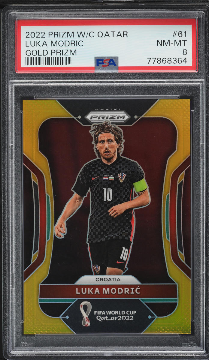 2022 Panini Prizm World Cup Qatar Gold Luka Modric /10 #61 PSA 8 NM-MT