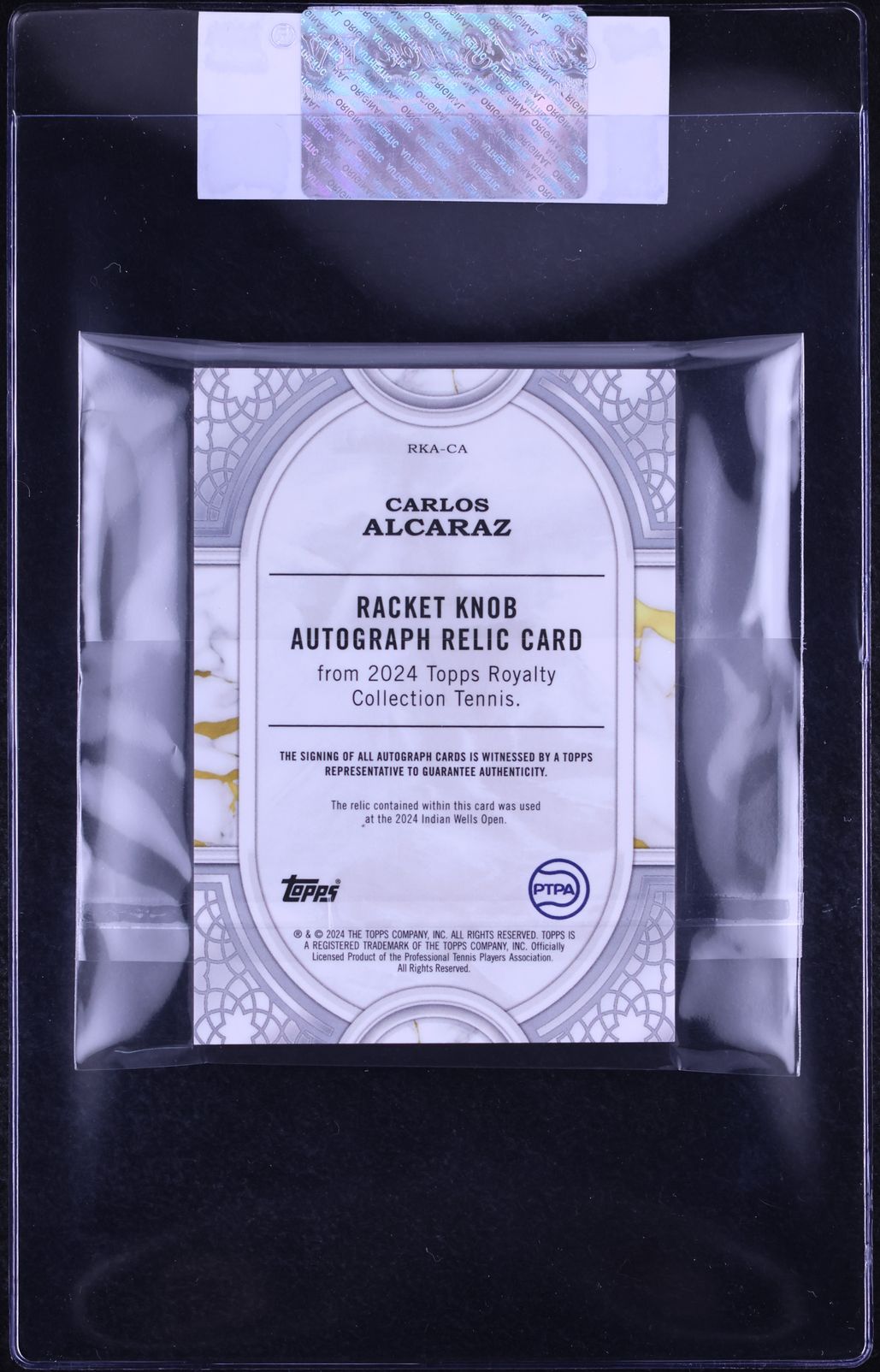 2024 Topps Royalty Racket Knob Carlos Alcaraz RELIC AUTO 1/1 #RKA-CA CGC AUTH