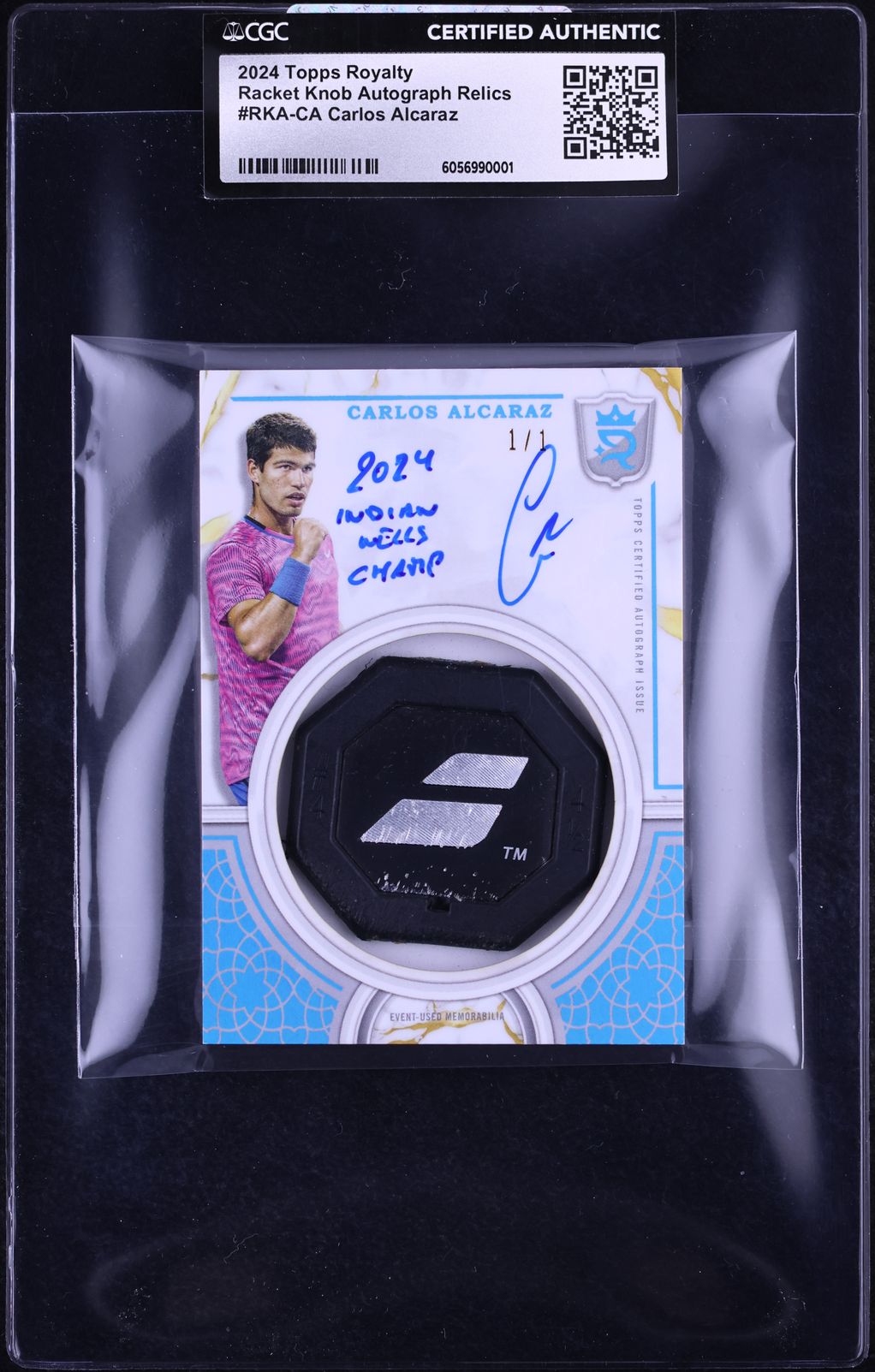 2024 Topps Royalty Racket Knob Carlos Alcaraz RELIC AUTO 1/1 #RKA-CA CGC AUTH