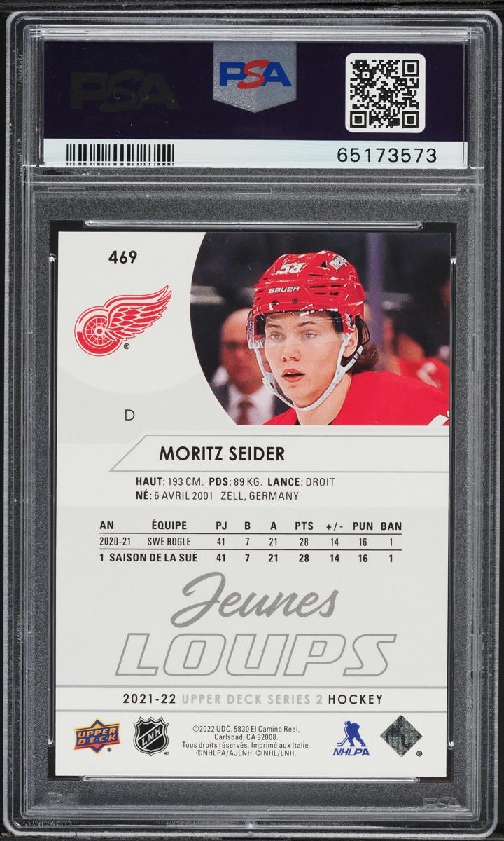 2021 Upper Deck French Young Guns Moritz Seider ROOKIE #469 PSA 10 GEM MINT