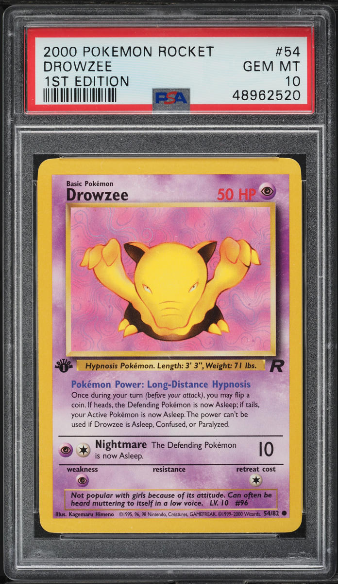 2000 Pokemon Team Rocket 1st Edition Drowzee #54 PSA 10 GEM MINT