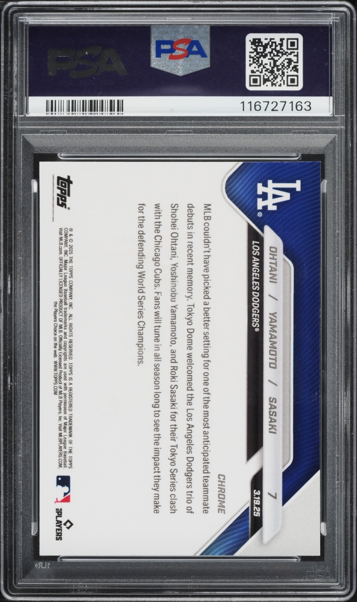 2025 Topps Now Chrome Green Refractor Ohtani Yamamoto Sasaki /99 #7 PSA 10 GEM MINT