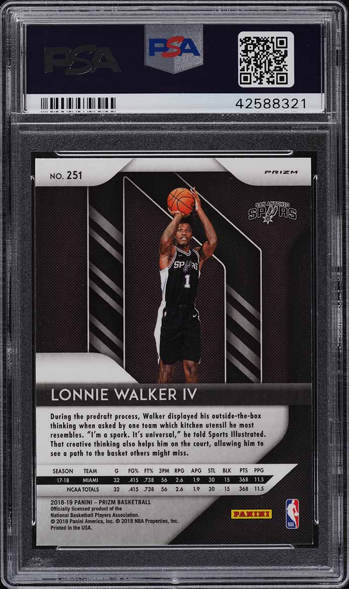 2018 Panini Prizm Pink Ice Lonnie Walker Iv ROOKIE #251 PSA 10 GEM MT