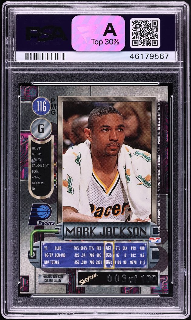 1997 Metal Universe Precious Metal Gems PMG Green Mark Jackson /10 #116 PSA 5 EX