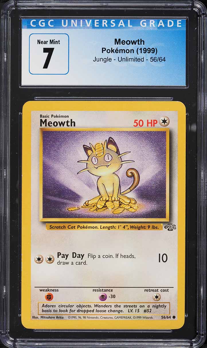 1999 Pokemon Jungle Meowth #56 CGC 7 NRMT