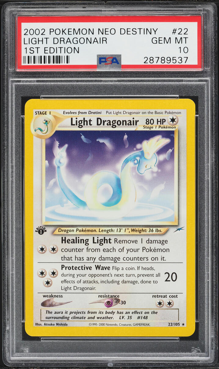 2002 Pokemon Neo Destiny 1st Edition Light Dragonair #22 PSA 10 GEM MINT
