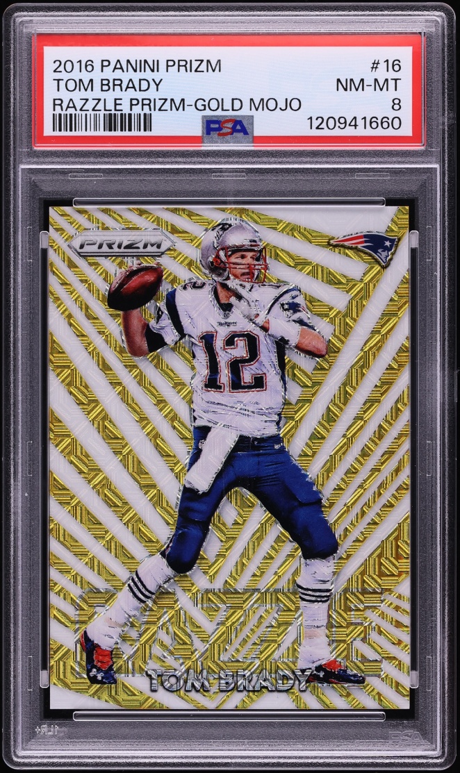 2016 Panini Prizm Razzle Gold Mojo Tom Brady /10 #16 PSA 8 NM-MT - Photo 1