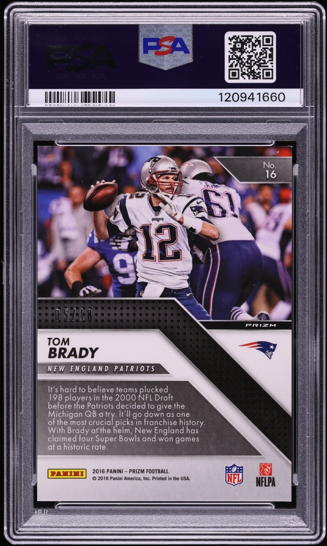 2016 Panini Prizm Razzle Gold Mojo Tom Brady /10 #16 PSA 8 NM-MT - Photo 2