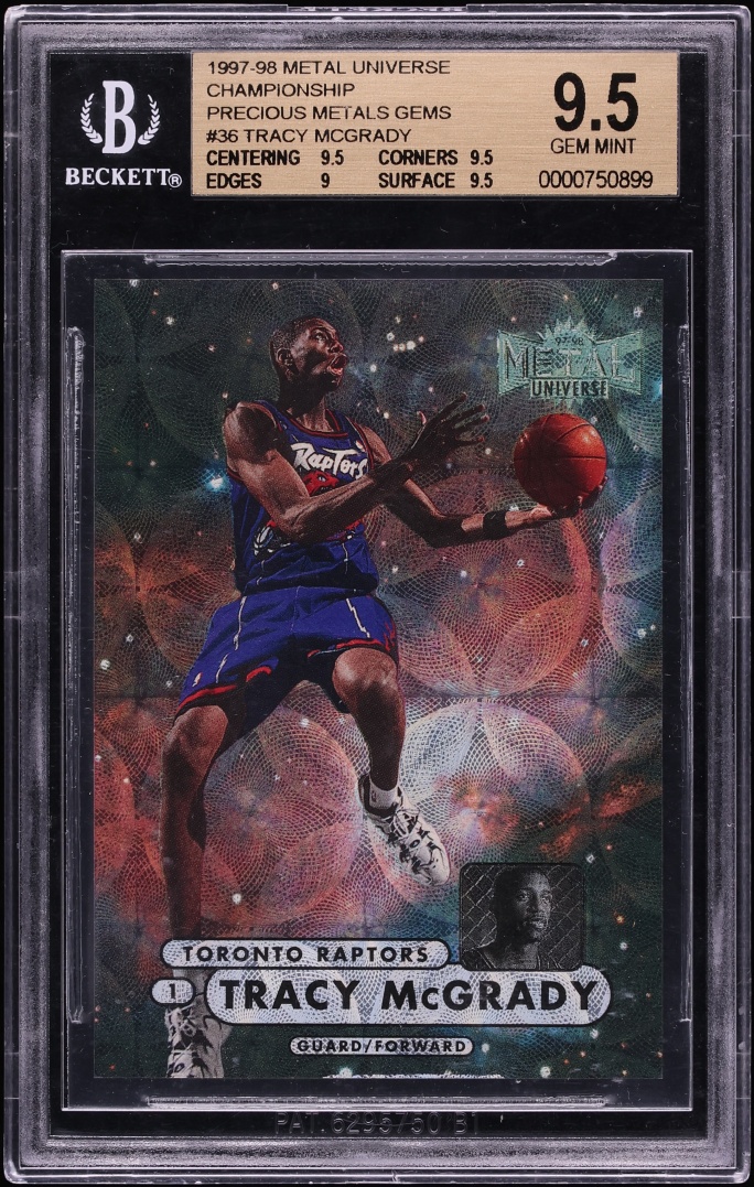 1997 Metal Universe Championship Precious Metal Gem Tracy McGrady ROOKIE /50 #36 BGS 9.5 GEM - Photo 1