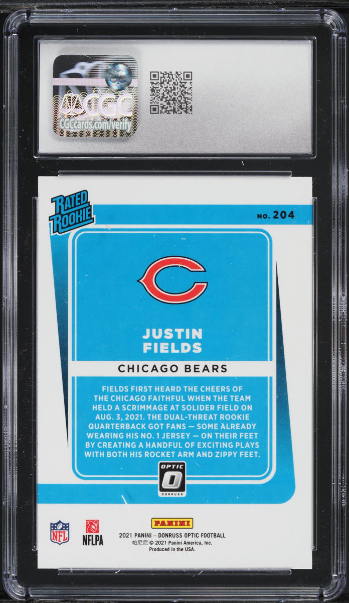 2021 Donruss Optic Justin Fields ROOKIE #204 CGC 10 GEM MINT