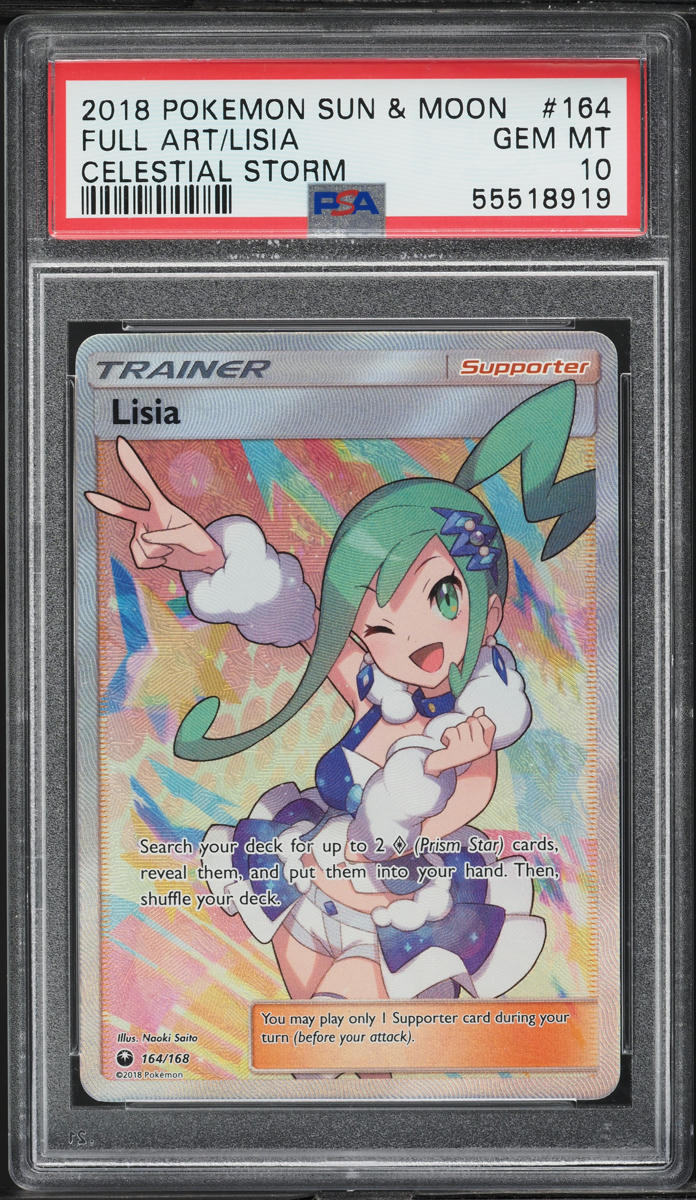 2018 Pokemon Sun & Moon Celestial Storm Full Art Lisia #164 PSA 10 GEM MINT