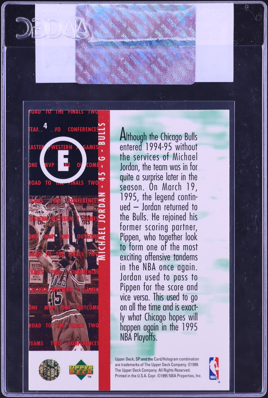 1994 SP Championship Michael Jordan #4 CGC AUTH