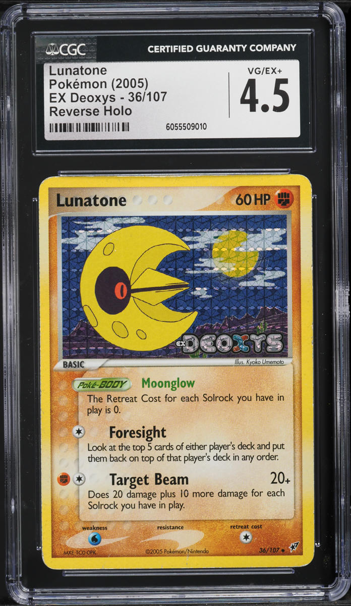 2005 Pokemon EX Deoxys Reverse Holo Lunatone #36 CGC 4.5 VGEX+