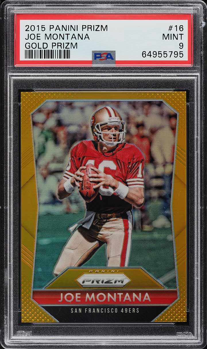 2015 Panini Prizm Gold Joe Montana /10 #16 PSA 9 MINT - Photo 1