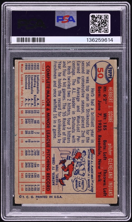 1957 Topps Herb Score #50 PSA 1.5 FR