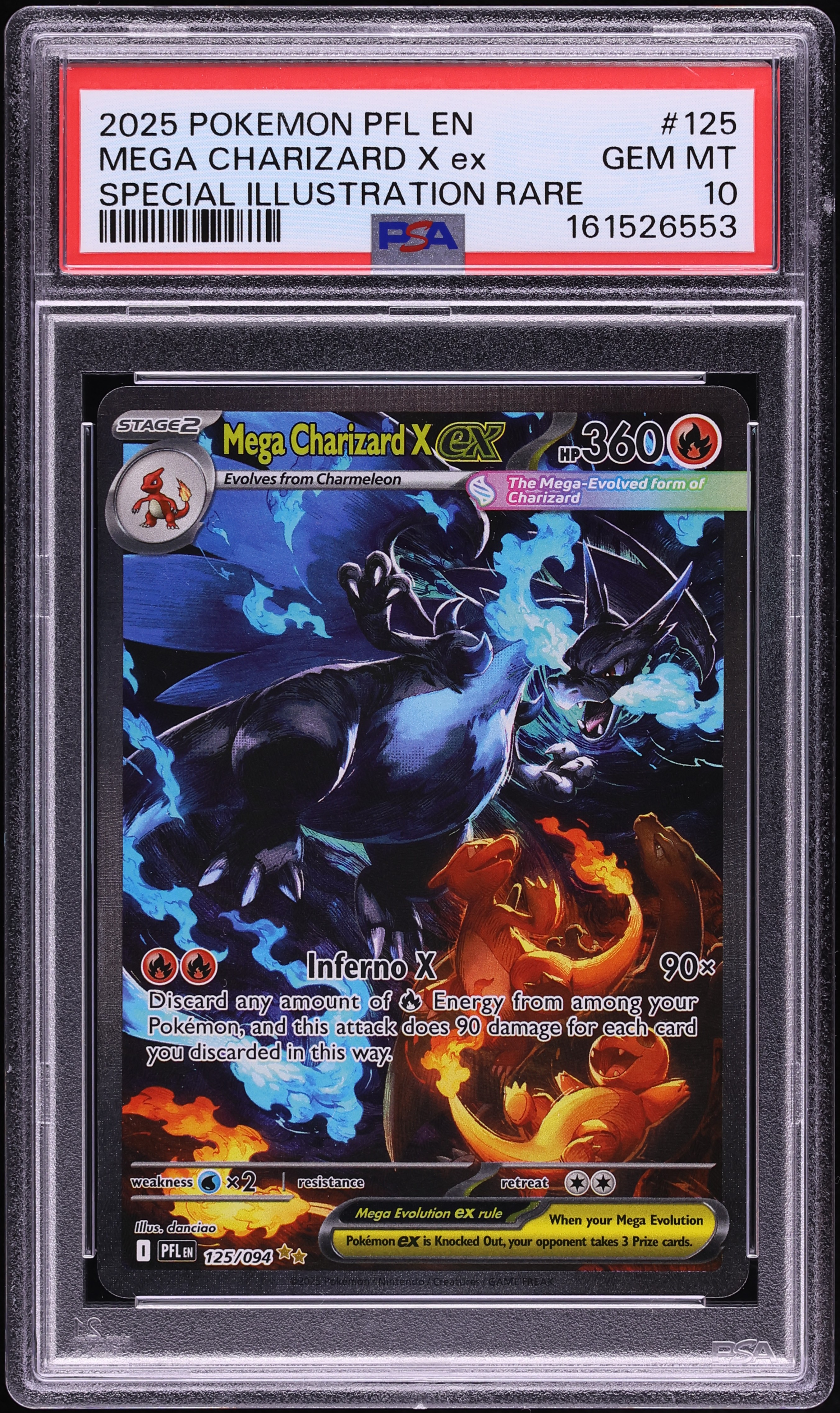 2025 Pokemon Mega Evolution Phantasmal Flames SIR Mega Charizard X ex #125 PSA 10 GEM MINT