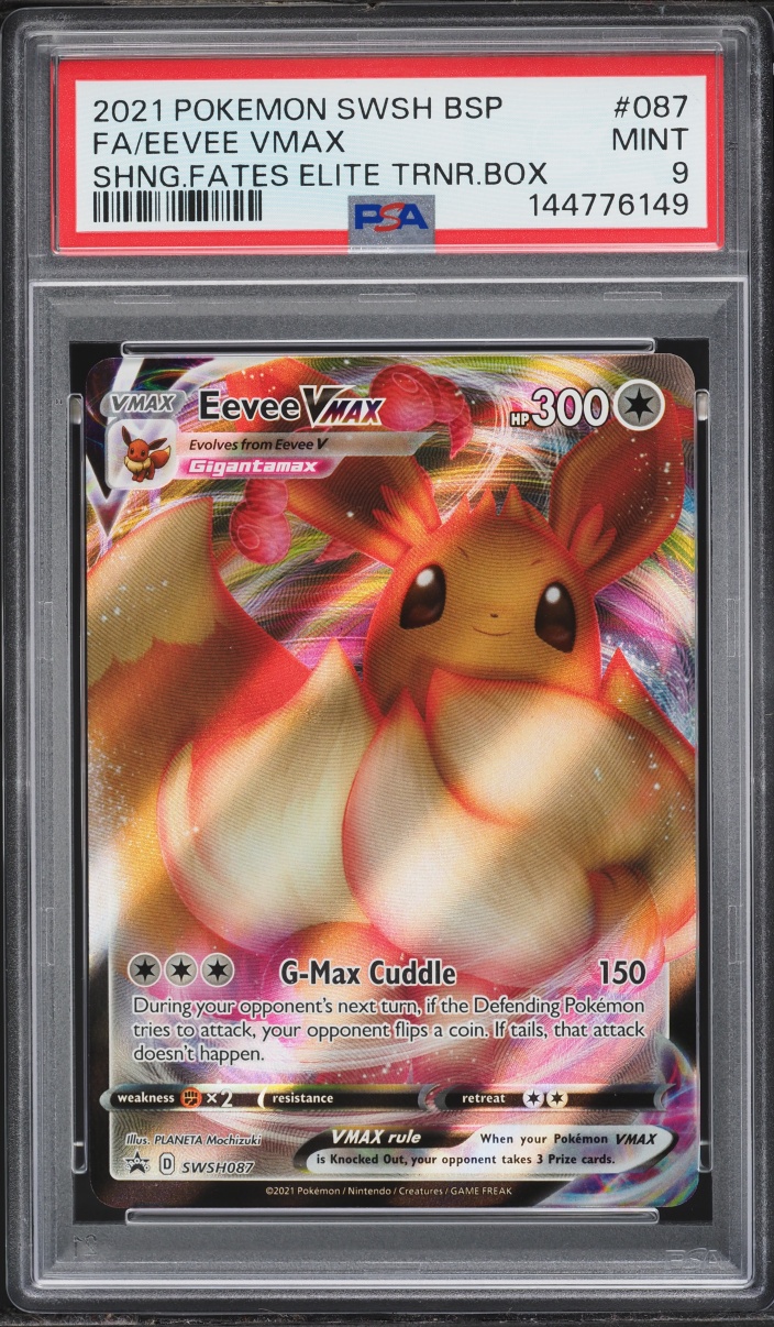 2021 Pokemon Sword & Shield Shining Fates ETB Full Art Eevee VMAX #SWSH087 PSA 9 MINT