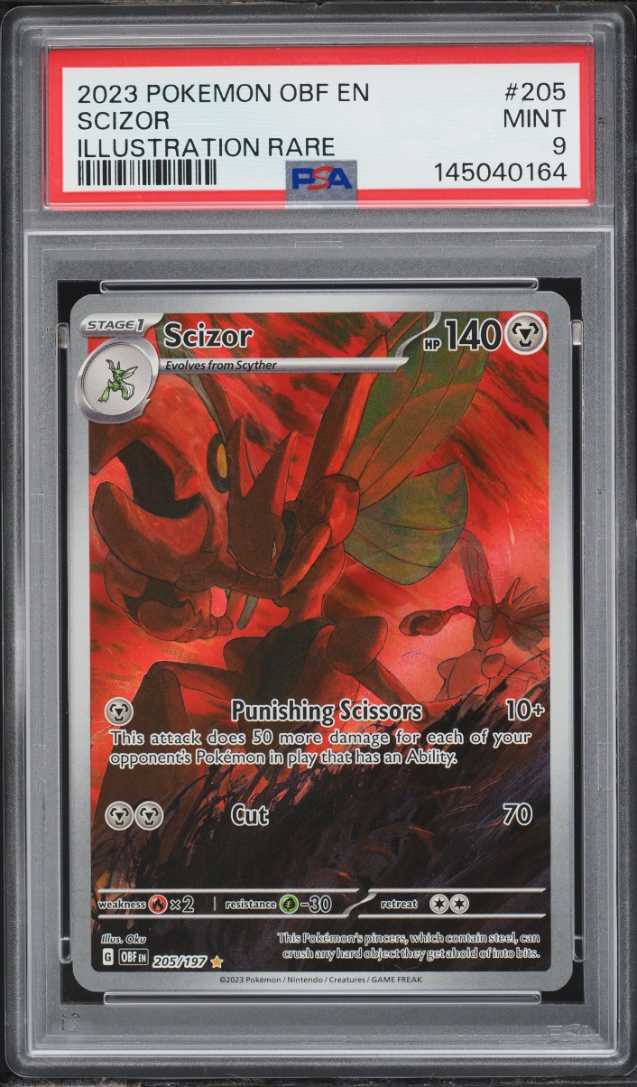 2023 Pokemon Scarlet & Violet Obsidian Flames IR Scizor #205 PSA 9 MINT