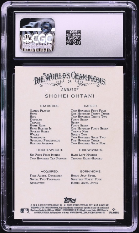 2021 Topps Allen & Ginter Shohei Ohtani #25 CGC 10 GEM MINT