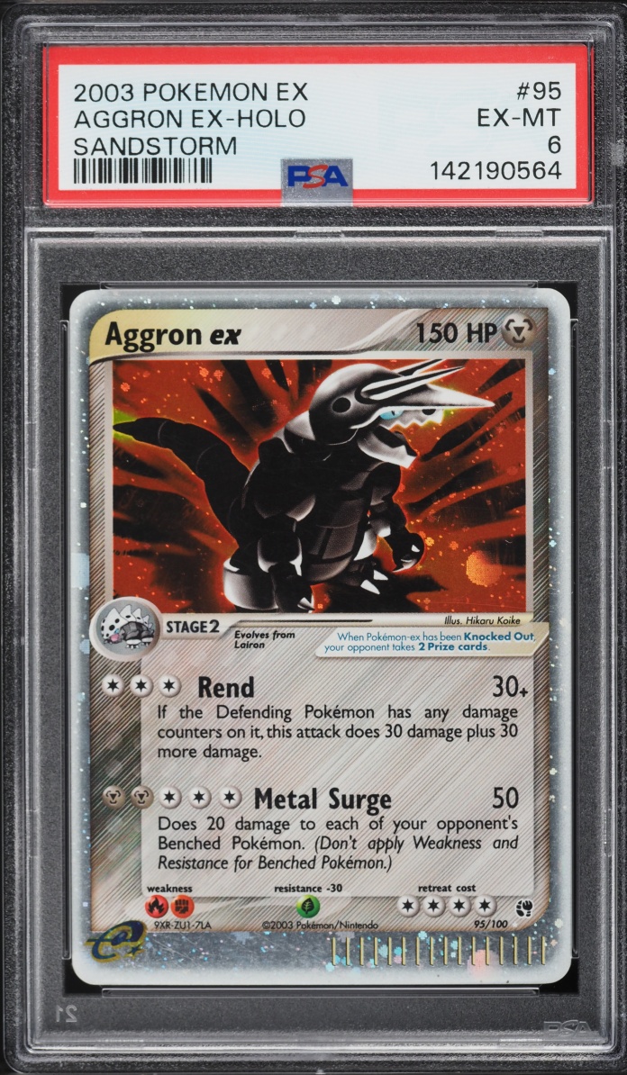 2003 Pokemon EX Sandstorm Holo Aggron Ex #95 PSA 6 EXMT