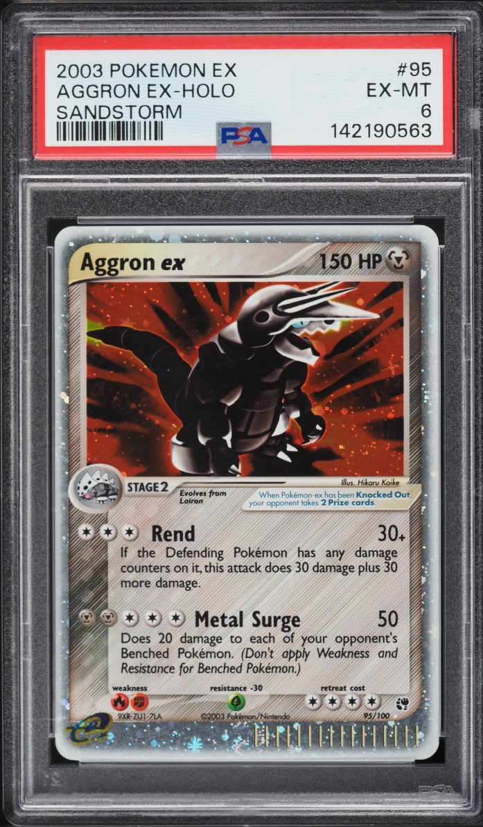 2003 Pokemon EX Sandstorm Holo Aggron Ex #95 PSA 6 EXMT