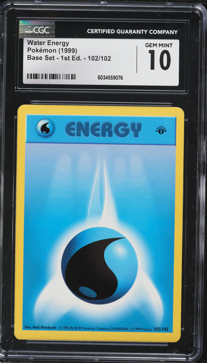 1999 Pokemon Base Set Shadowless 1st Edition Water Energy #102 CGC 10 GEM MINT
