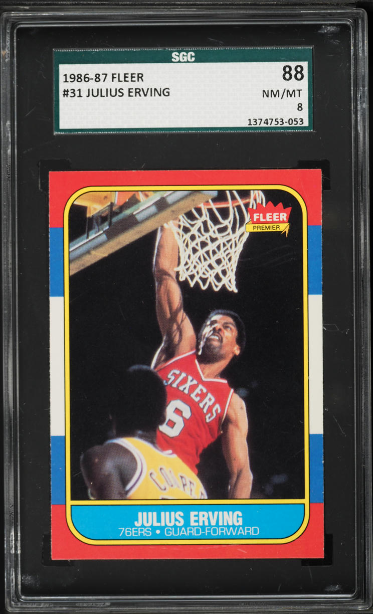 1986 Fleer Basketball Julius Erving #31 SGC 8 NM-MT