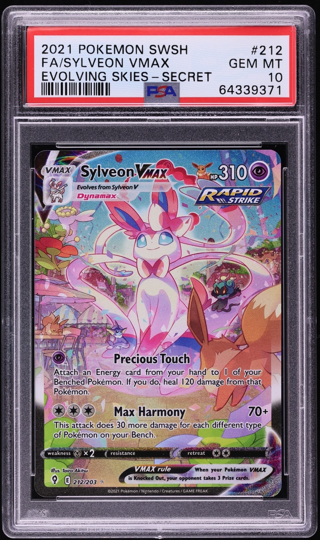 2021 Pokemon Sword & Shield Evolving Skies Alt Art Sylveon VMAX #212 PSA 10 GEM MINT