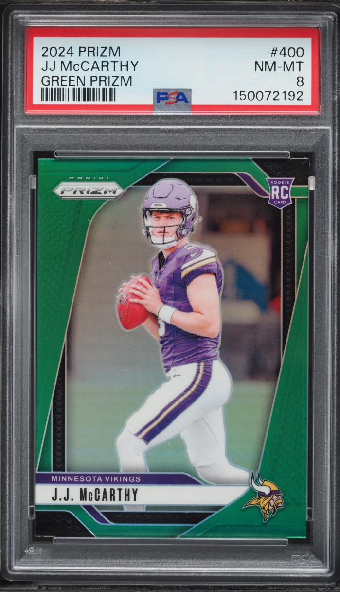 2024 Panini Prizm Green J.J. McCarthy ROOKIE #400 PSA 8 NM-MT