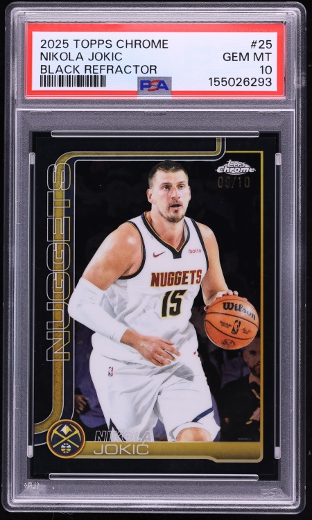 2025 Topps Chrome Black Refractor Nikola Jokic /10 #25 PSA 10 GEM MINT