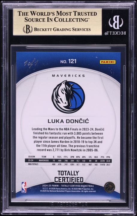 2024 Panini Totally Certified Mirror Platinum Nebula Luka Doncic 1/1 #121 BGS 9.5 GEM MINT - Photo 2