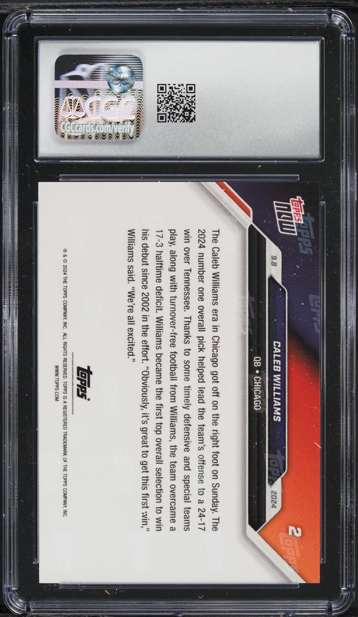 2024 Topps Now Caleb Williams ROOKIE #2 CGC 10 GEM MINT