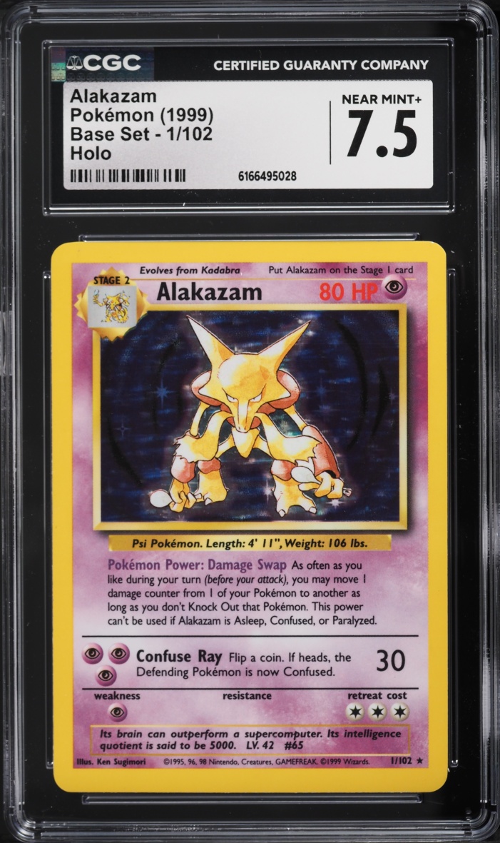 1999 Pokemon Base Set Holo Alakazam #1 CGC 7.5 NRMT+