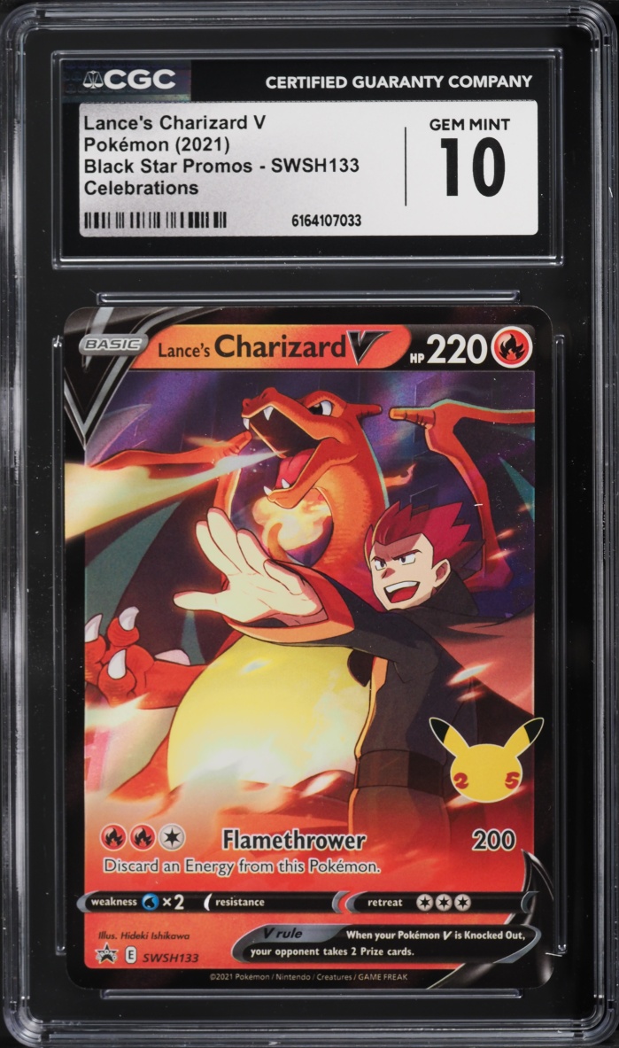 2021 Pokemon Sword & Shield Promo Celebrations Lance's Charizard V #SWSH133 CGC 10 GEM MINT