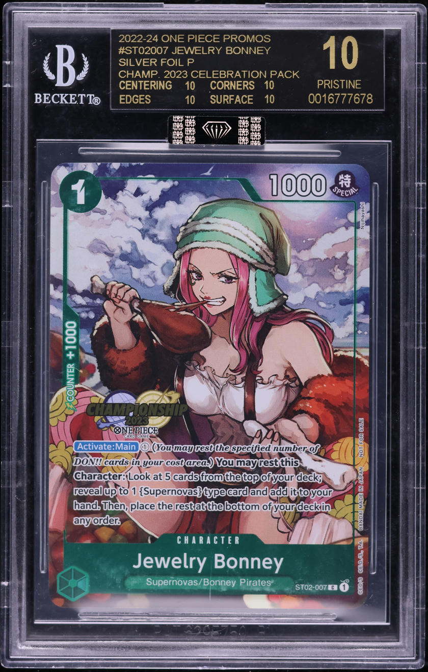 2022 One Piece Promo Championship Pack Foil Jewelry Bonney #ST02-007 MBA BGS 10 BLACK LABEL