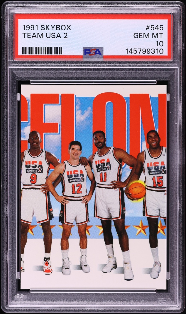 1991 Skybox Team USA 2 Michael Jordan John Stockton Karl Malone Magic Johnson #545 PSA 10 GEM