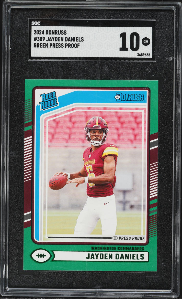 2024 Donruss Green Press Proof Jayden Daniels ROOKIE #389 SGC 10 GEM MINT