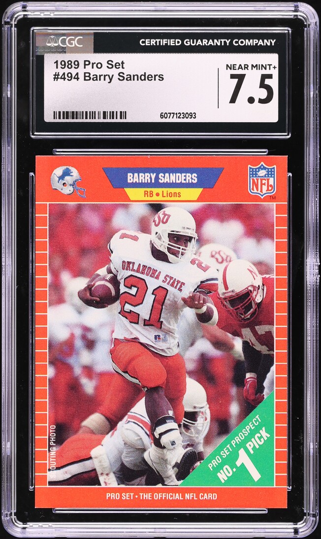 1989 Pro Set Football Barry Sanders ROOKIE #494 CGC 7.5 NRMT+