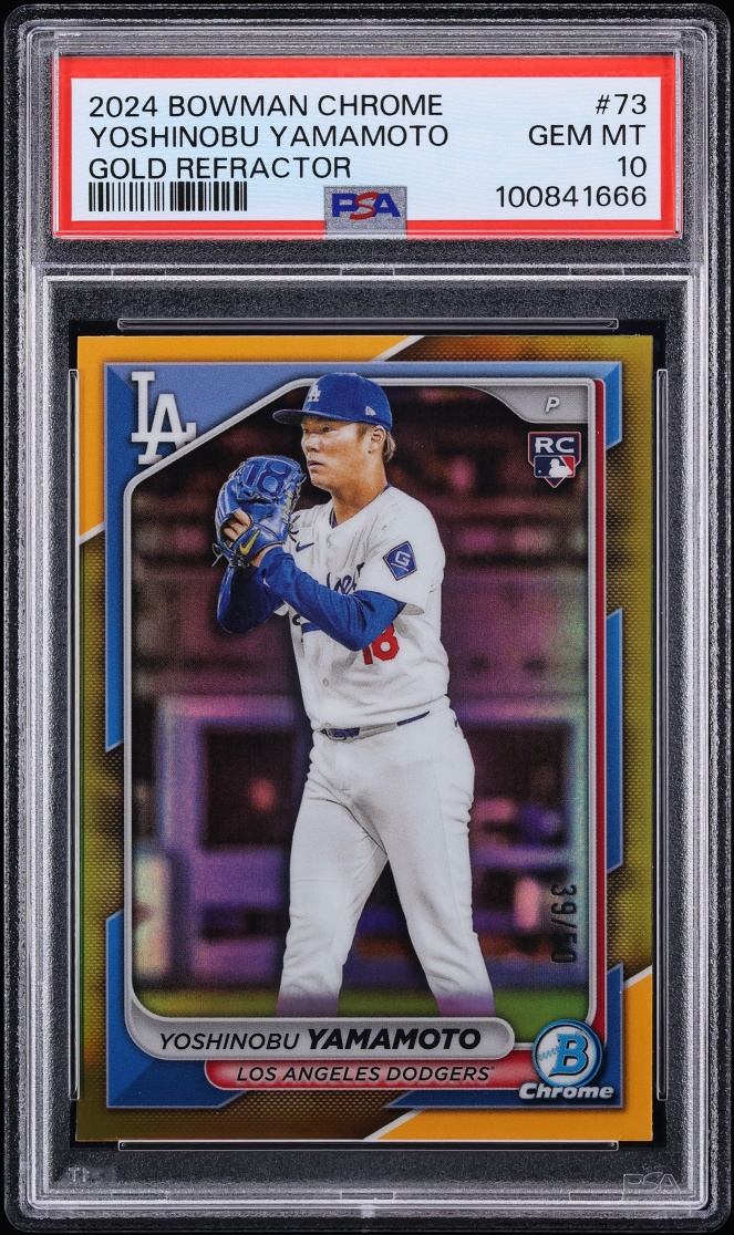 2024 Bowman Chrome Gold Refractor Yoshinobu Yamamoto ROOKIE /50 #73 PSA 10 GEM MINT