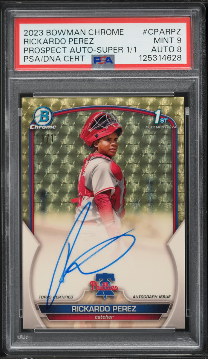 2023 Bowman Chrome Superfractor Rickardo Perez PROSPECT AUTO DNA 8 1/1 #CPARPZ PSA 9 MINT