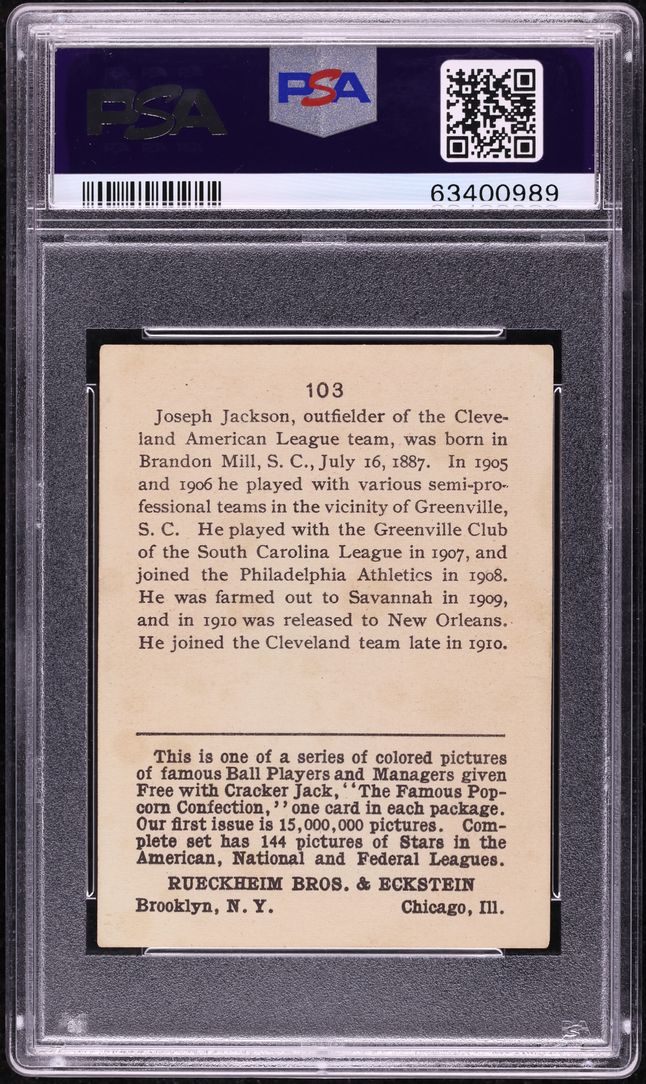 1914 Cracker Jack Shoeless Joe Jackson #103 PSA 1.5 FR