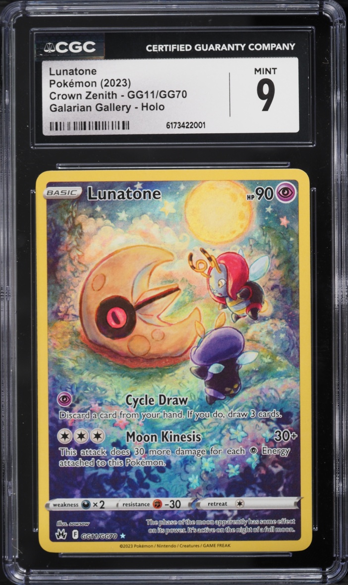 2023 Pokemon Sword & Shield Crown Zenith Galarian Gallery Full Art Lunatone #GG11 CGC 9 MINT