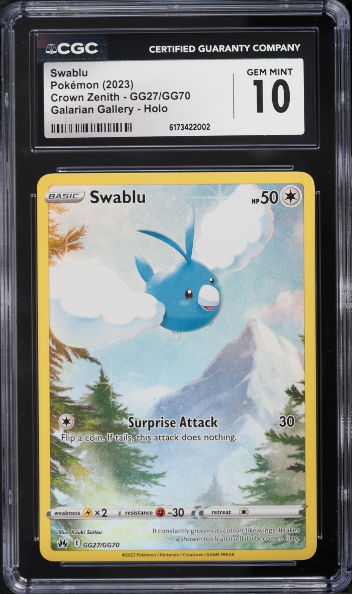 2023 Pokemon Sword & Shied Crown Zenith Galarian Gallery Full Art Swablu #GG27 CGC 10 GEM MINT