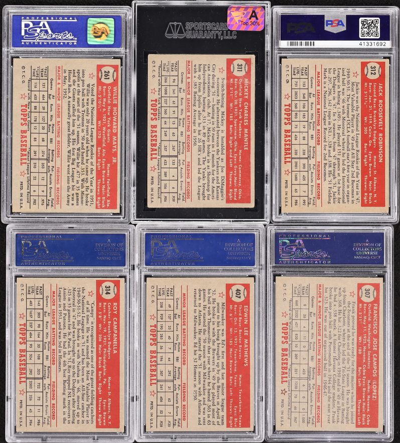 1952 Topps Mid-Grade COMPLETE MASTER SET w/ High-Numbers Mickey Mantle SGC 3.5