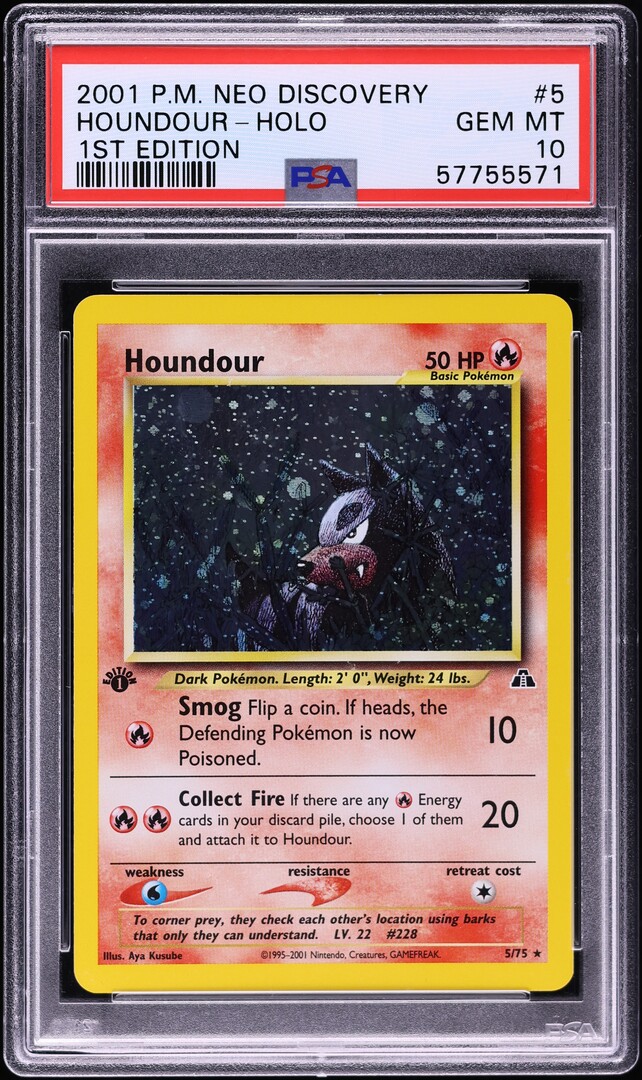 2001 Pokemon Neo Discovery 1st Edition Holo Houndour #5 PSA 10 GEM MINT