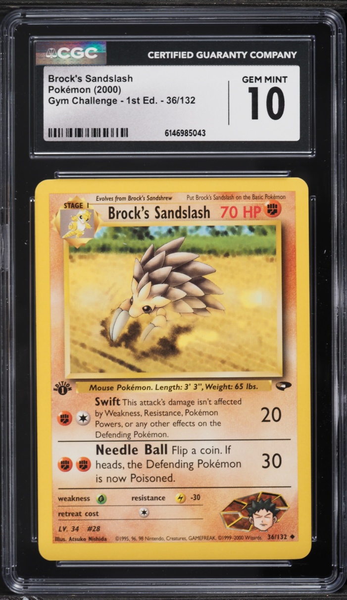 2000 Pokemon Gym Challenge 1st Edition Brock's Sandslash #36 CGC 10 GEM MINT