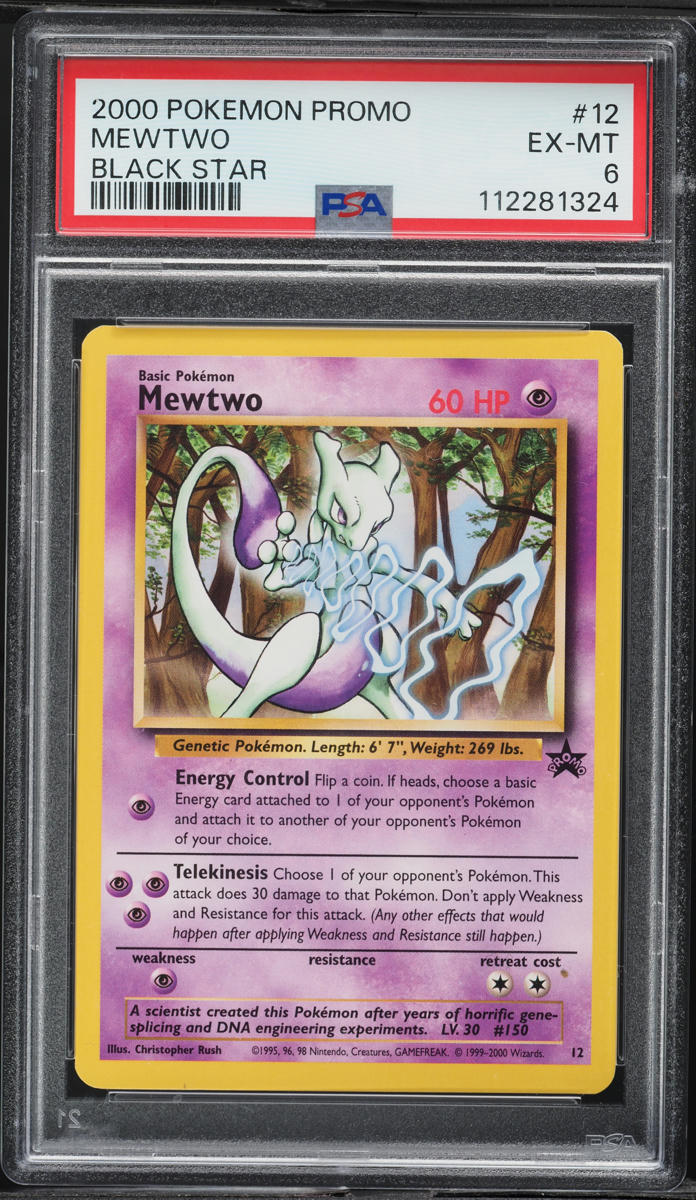 2000 Pokemon Black Star Promo Mewtwo #12 PSA 6 EXMT